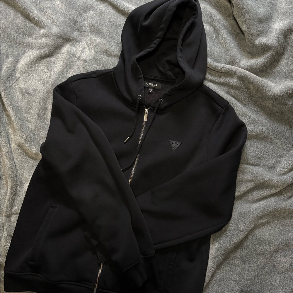 GUESS Men's Zip-Up Black Sweater